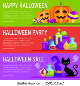 Halloween banner design template. Vector illustration