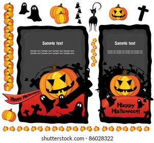 Halloween banner designs with decoration elements
