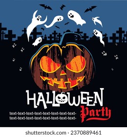 
halloween banner with evil pumpkin 