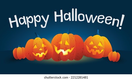 Halloween banner. Festive design and Halloween theme. The lettering  and Halloween elements - pumpkins. Suitable for web and print, holiday mailing.