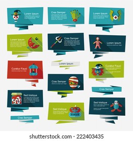 Halloween banner flat background set