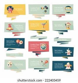 Halloween banner flat background set