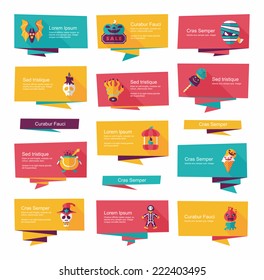 Halloween banner flat background set