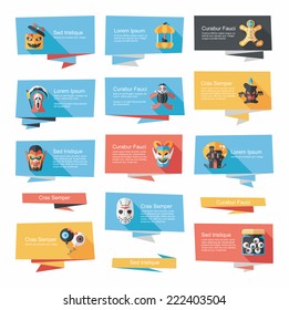 Halloween banner flat background set