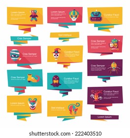 Halloween banner flat background set