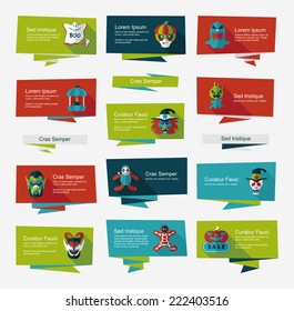 Halloween banner flat background set