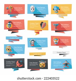 Halloween banner flat background set