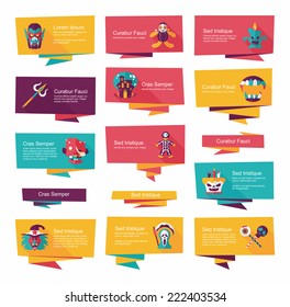 Halloween banner flat background set