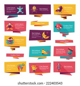 Halloween banner flat background set