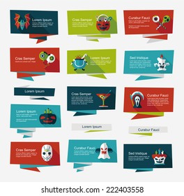 Halloween banner flat background set