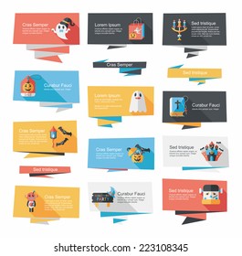 Halloween banner flat background set