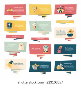 Halloween banner flat background set