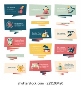 Halloween banner flat background set