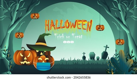 Halloween banner flat design vector illustration