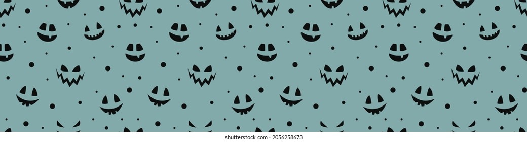 Halloween banner with funny pumpkin face. Wallpaper. Vector