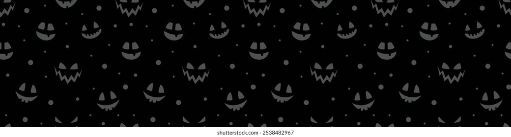 Halloween banner with funny pumpkin face. Wallpaper. Vector