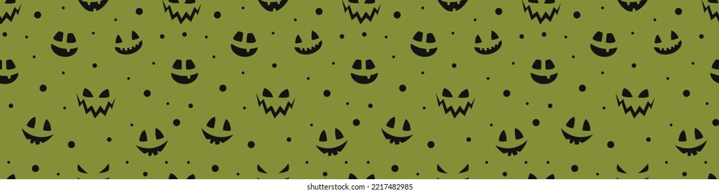 Halloween banner. Funny pumpkin faces. Vector