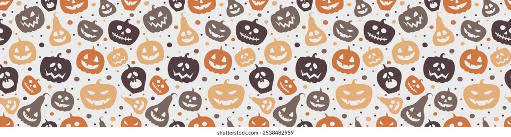 Halloween banner with funny pumpkins. Wallpaper. Vector