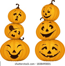 Halloween banner with funny silhouettes of pumpkins. Vector.