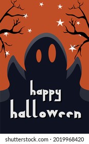 Halloween Banner mit Geist und Glückwunsch.
