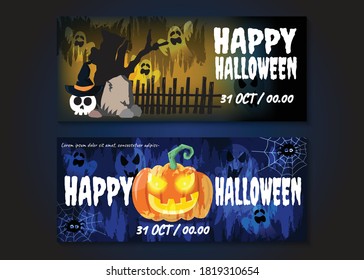 halloween banner ghost mystical vector