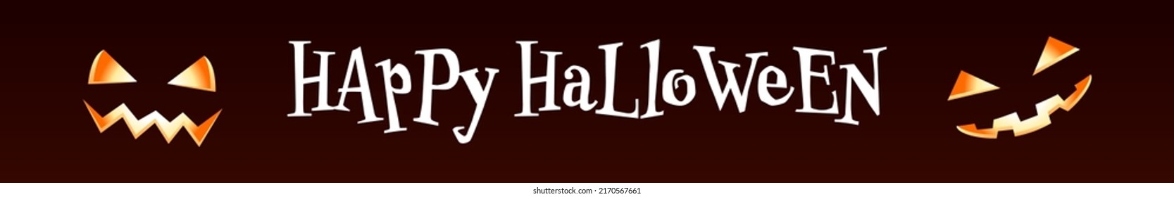 Halloween banner, glow-in-the-dark smiling jack-o'-lantern