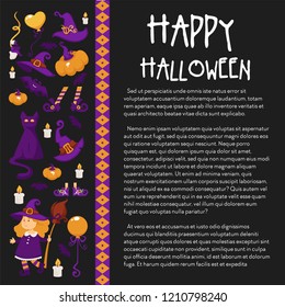Halloween Banner with Icons on Halloween theme.