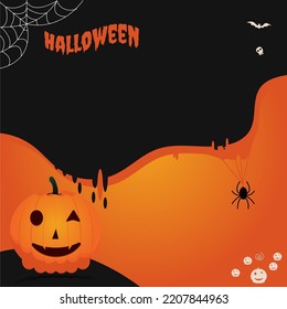 Halloween Banner Instagram Black Orange Trick Or Threat Pumpkin Flyer Social Media Post