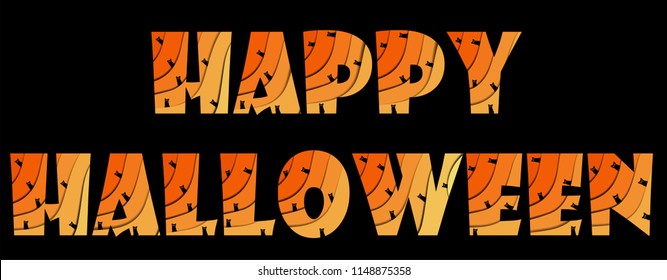 Halloween banner with multi-layer of abstract orange layouts background and a lot of black cats. Illustration vector of typography with paper cut style