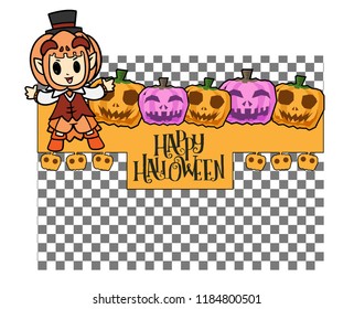 Halloween banner object with Vectors cartoon illustration, Trick or Treat Concept. Vectors for Halloween day cover website with copy space for text,Cute Character Concept design.