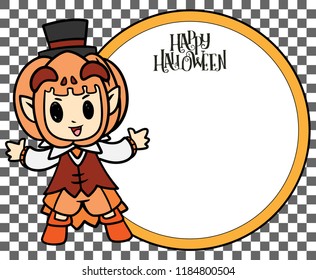 Halloween banner object with Vectors cartoon illustration, Trick or Treat Concept. Vectors for Halloween day cover website with copy space for text,Cute Character Concept design.