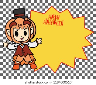 Halloween banner object with Vectors cartoon illustration, Trick or Treat Concept. Vectors for Halloween day cover website with copy space for text,Cute Character Concept design.