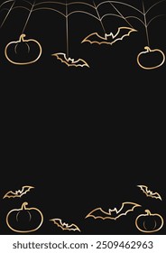 Halloween. Banner on the theme of Halloween. Banner for social networks, print, cover, etc. Samhain. All Hallows' Eve. Black and gold colors.