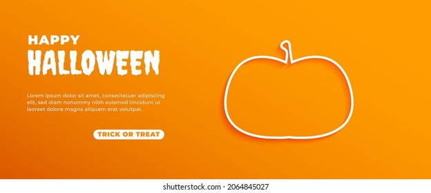 Halloween banner with outline pumpkin.