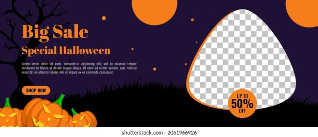 Halloween banner or party invitation background design template