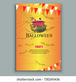 Halloween banner, party invitations card, hand drown, 