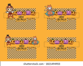 Halloween banner postcard vector cute horror design , old paper on background Halloween day concept with copy space for text. cartoon illustration, Trick or Treat, letter from Spirit world.
