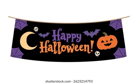 Halloween banner pumpkin and bat vector. Happy Halloween party posters or flyers set. Halloween banner party, invitation card vector.