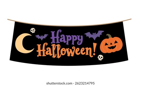 Halloween banner pumpkin and bat vector. Happy Halloween party posters or flyers set. Halloween banner party, invitation card vector.