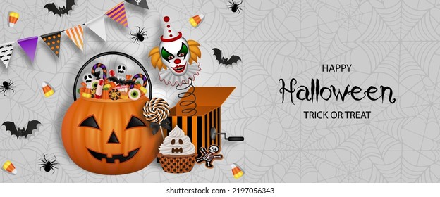 Halloween Banner With Pumpkin Bucket