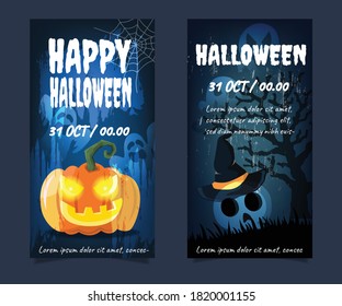 halloween banner pumpkin and ghost mystical vector