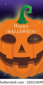 halloween banner with pumpkin with text happy helloween