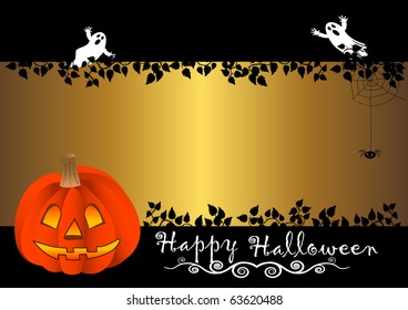 halloween banner with pumpkin. vector.