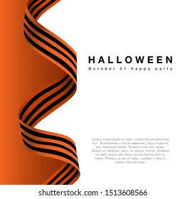 Halloween banner ribbons in orange and black, isolated on background.  