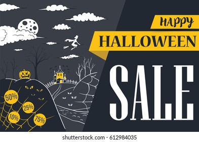 halloween banner sale vector illustration