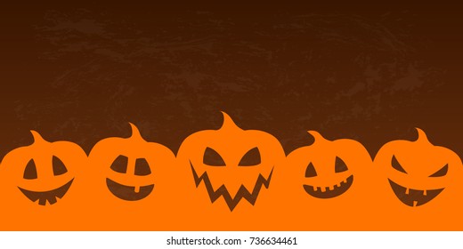 Halloween banner with scary pumpkins and copyspace. Vector.