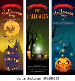 Halloween  banner set design, vector illustration.