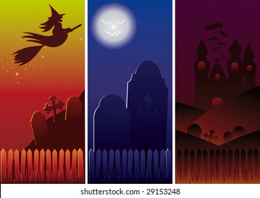 Halloween banner set vertical.