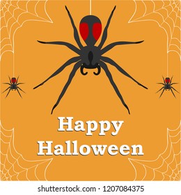 Halloween, banner with spiderweb and spider for Halloween. Vector halloween illustration.