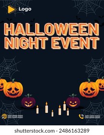 Halloween banner with spooky pumpkins | Halloween Flyer Instagram Social Media Post And Web Banner | Halloween Night Party Social Media Post Template | Halloween night party social media post banner